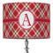 Red & Tan Plaid 16" Drum Lampshade - ON STAND (Fabric)
