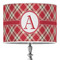 Red & Tan Plaid 16" Drum Lampshade - ON STAND (Poly Film)