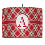 Red & Tan Plaid 16" Drum Pendant Lamp - Fabric (Personalized)