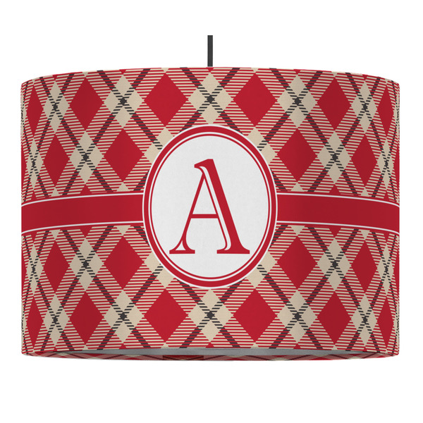 Custom Red & Tan Plaid Drum Pendant Lamp (Personalized)