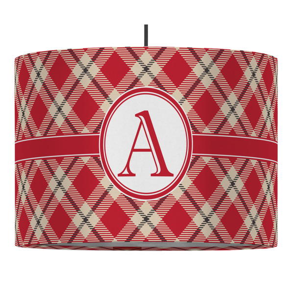 Red & Tan Plaid 16" Drum Lampshade - PENDANT (Fabric)