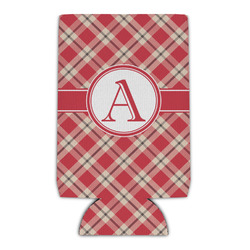 Red & Tan Plaid Can Cooler (Personalized)