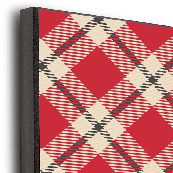 Red & Tan Plaid 16x20 Wood Print - Closeup