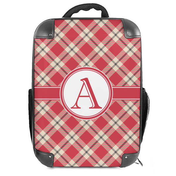 Custom Red & Tan Plaid Hard Shell Backpack (Personalized)