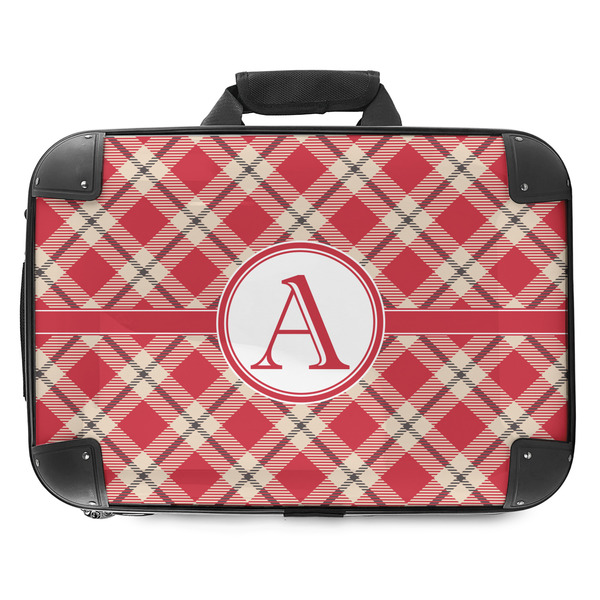 Custom Red & Tan Plaid Hard Shell Briefcase - 18" (Personalized)