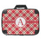Red & Tan Plaid 18" Laptop Briefcase - FRONT