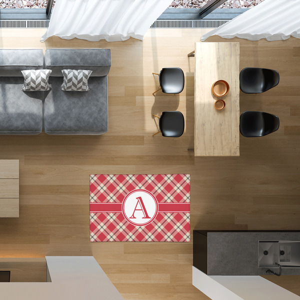 Red & Tan Plaid 2'x3' Indoor Area Rugs - IN CONTEXT