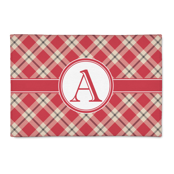 Custom Red & Tan Plaid 2' x 3' Indoor Area Rug (Personalized)