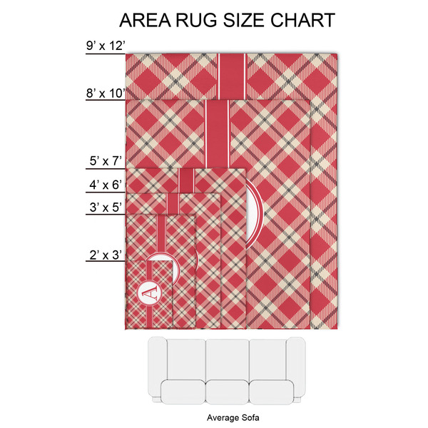 Red & Tan Plaid 2'x3' Indoor Area Rugs - Size Chart