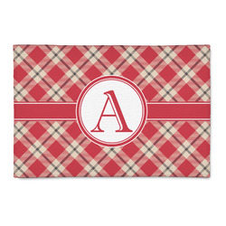 Red & Tan Plaid Patio Rug (Personalized)