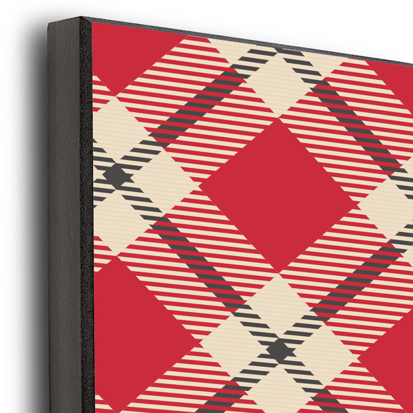 Red & Tan Plaid 20x24 Wood Print - Closeup