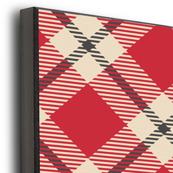 Red & Tan Plaid 20x30 Wood Print - Closeup