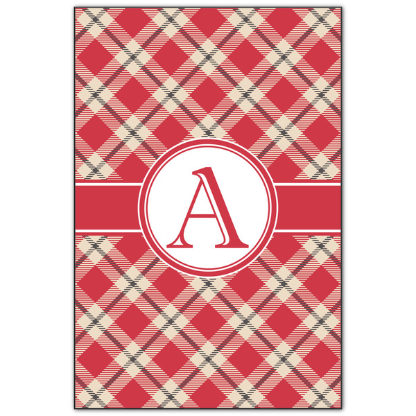 Custom Red & Tan Plaid Wood Print - 20x30 (Personalized)