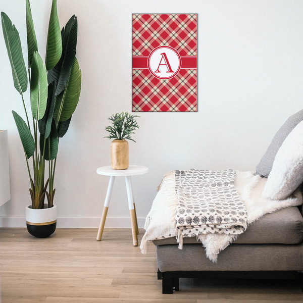 Red & Tan Plaid 20x30 Wood Print - In Context