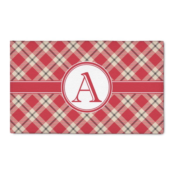 Custom Red & Tan Plaid 3' x 5' Patio Rug (Personalized)