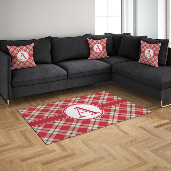 Red & Tan Plaid 4'x6' Indoor Area Rugs - IN CONTEXT