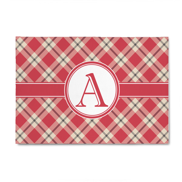 Custom Red & Tan Plaid 4' x 6' Patio Rug (Personalized)