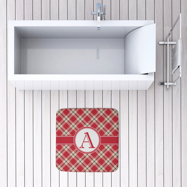 Red & Tan Plaid 48x48 Foam Memory Mat - LIFESTYLE