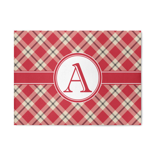 Custom Red & Tan Plaid 5' x 7' Indoor Area Rug (Personalized)