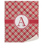 Red & Tan Plaid Sherpa Throw Blanket (Personalized)