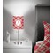 Red & Tan Plaid 7 inch drum lamp shade - in room