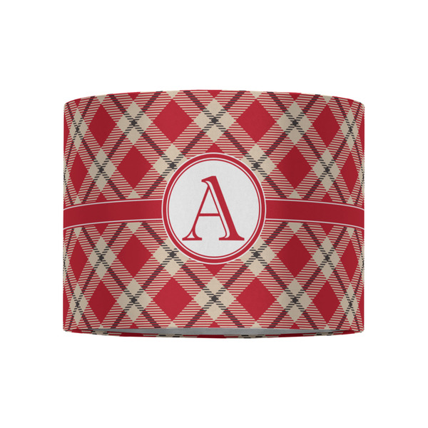 Red & Tan Plaid 8" Drum Lampshade - FRONT (Fabric)