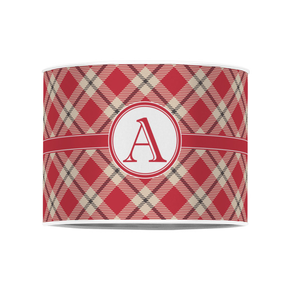 Red & Tan Plaid 8" Drum Lampshade - FRONT (Poly Film)