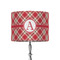 Red & Tan Plaid 8" Drum Lampshade - ON STAND (Fabric)