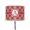 Red & Tan Plaid 8" Drum Lampshade - ON STAND (Poly Film)