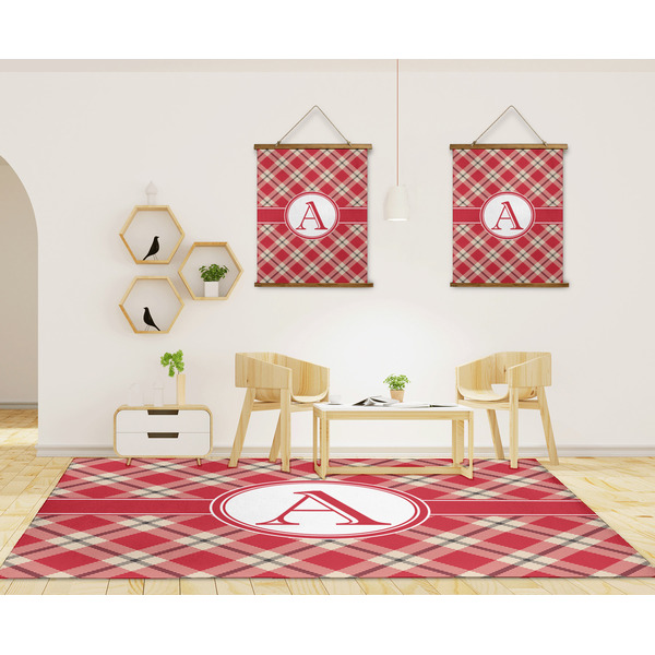 Red & Tan Plaid 8'x10' Indoor Area Rugs - IN CONTEXT