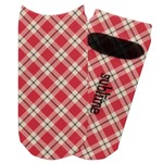 Red & Tan Plaid Adult Ankle Socks (Personalized)