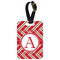 Red & Tan Plaid Metal Luggage Tag w/ Initial