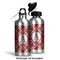 Red & Tan Plaid Aluminum Water Bottle - Alternate lid options