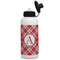 Red & Tan Plaid Aluminum Water Bottle - White Front