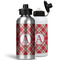 Red & Tan Plaid Aluminum Water Bottles - MAIN (white &silver)