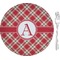 Red & Tan Plaid Glass Appetizer / Dessert Plate 8" (Personalized)