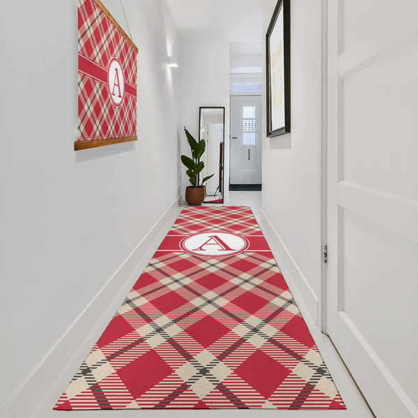 Red & Tan Plaid Area Rug Sizes - In Context (vertical)