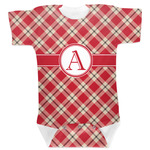 Red & Tan Plaid Baby Bodysuit (Personalized)