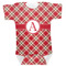 Red & Tan Plaid Baby Bodysuit 6-12 w/ Initial