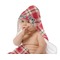 Red & Tan Plaid Baby Hooded Towel on Child