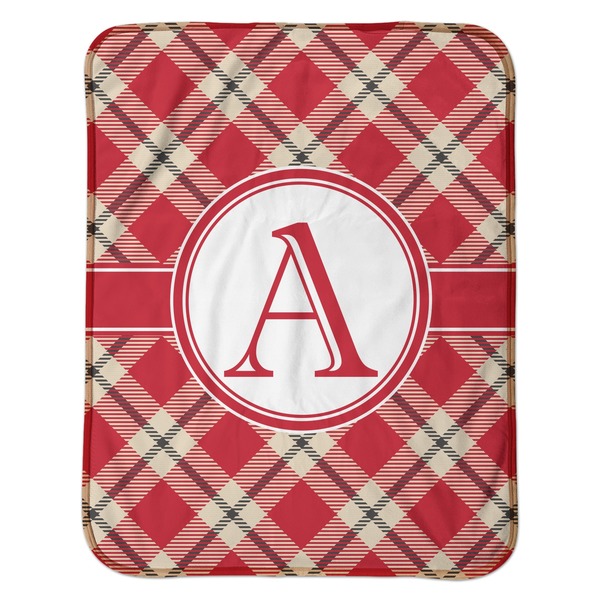 Red & Tan Plaid Baby Sherpa Blanket - Flat