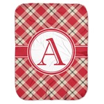 Red & Tan Plaid Baby Swaddling Blanket (Personalized)