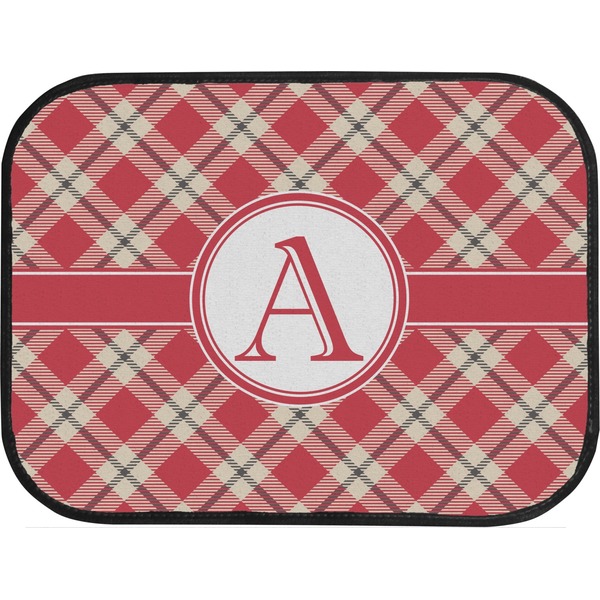 Red & Tan Plaid Custom Car Floor Mats (Back Seat)