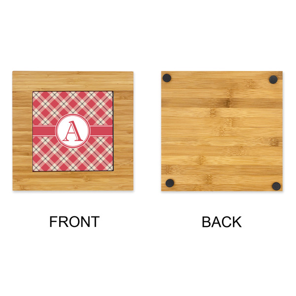 Red & Tan Plaid Bamboo Trivet with 6" Tile - APPROVAL