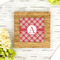 Red & Tan Plaid Bamboo Trivet with 6" Tile - LIFESTYLE