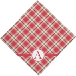 Red & Tan Plaid Dog Bandana Scarf w/ Initial