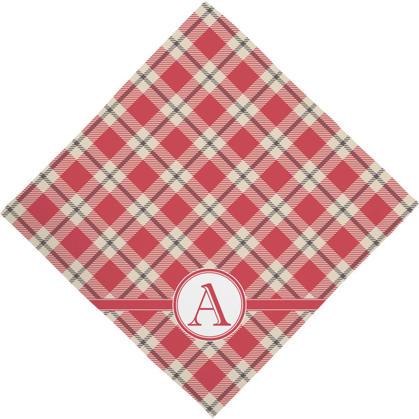 Red & Tan Plaid Bandana - Full View