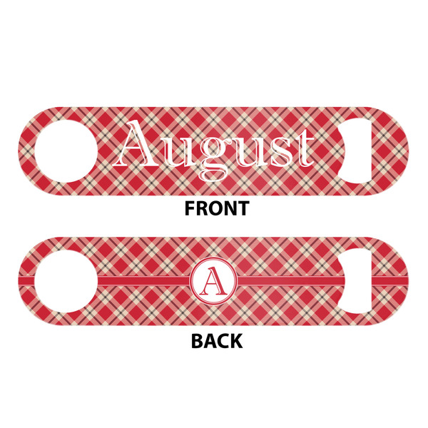 Red & Tan Plaid Bar Bottle Opener - White - Approval