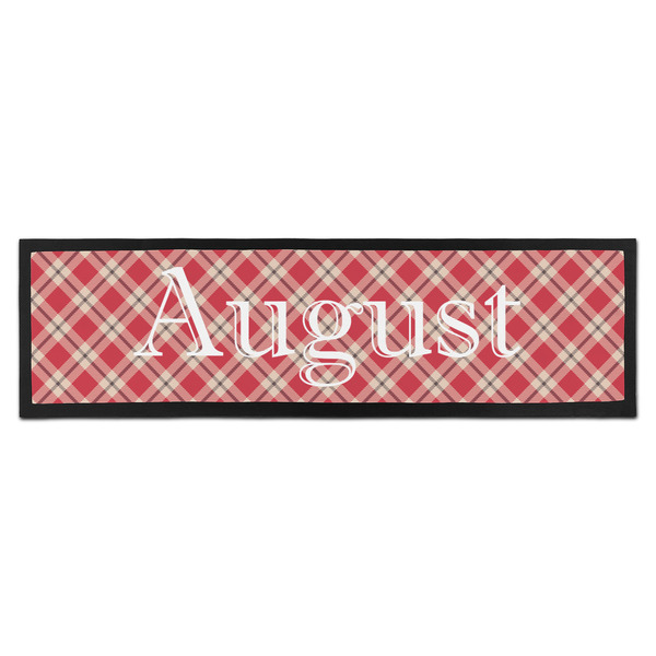 Custom Red & Tan Plaid Bar Mat (Personalized)