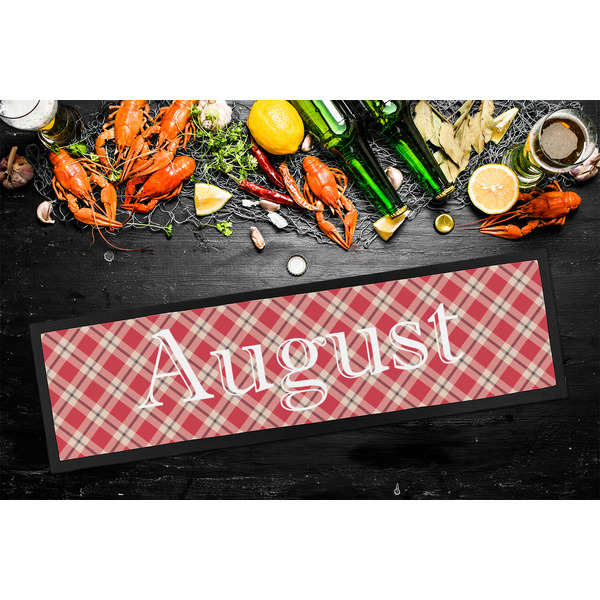 Red & Tan Plaid Bar Mat - Large - LIFESTYLE